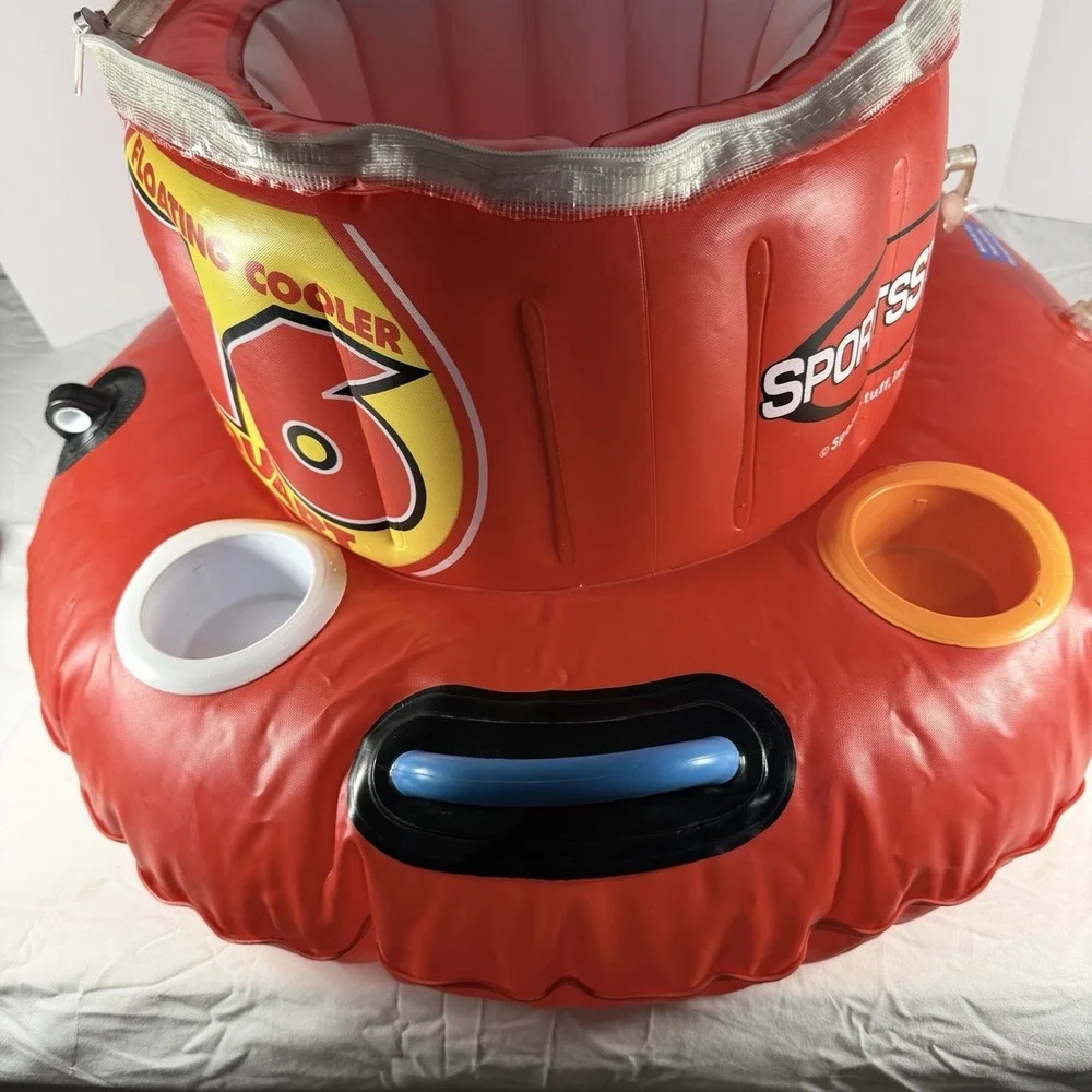 Sportstuff Floating Cooler 16 Quart Inflatable Drink Holder Pool Lake No Lid